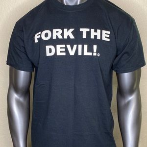 Vtg Fork The Devil Sportex Black Tshirt New Size Large